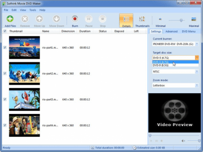 Screenshot of the application Sothink Movie DVD Maker - #3