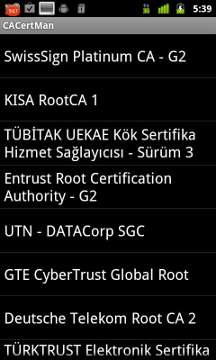 Screenshot of the application CACertMan - #1