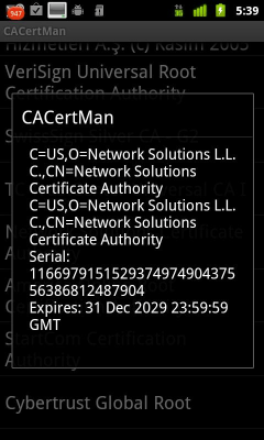 Screenshot of the application CACertMan - #2