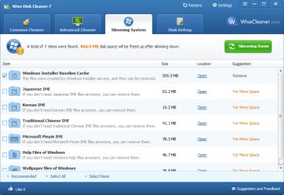 Screenshot of the application Wise Disk Cleaner Portable - #3