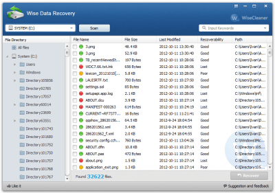 Screenshot of the application Wise Data Recovery Portable - #1