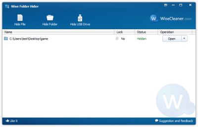 Screenshot of the application Wise Folder Hider Portable - #1