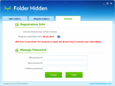 Screenshot of the application Folder Hidden - #2