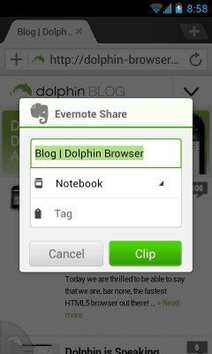 Screenshot of the application Dolphin: Evernote Add-on - #1