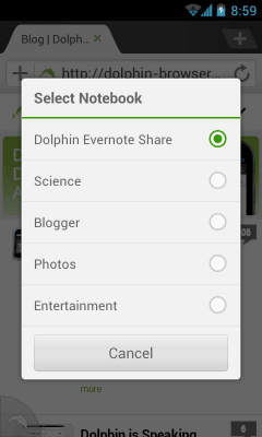 Screenshot of the application Dolphin: Evernote Add-on - #2