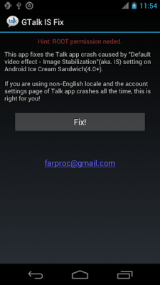 Screenshot of the application GTalk IS Fix (ROOT) - #3