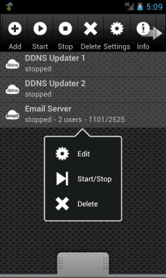 Screenshot of the application Email Server - #1