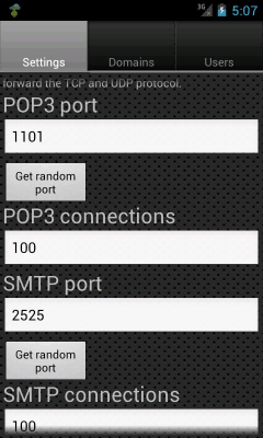 Screenshot of the application Email Server - #3