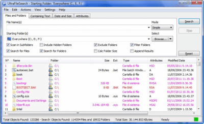 Screenshot of the application UltraFileSearch - #1