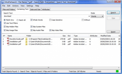 Screenshot of the application UltraFileSearch - #3