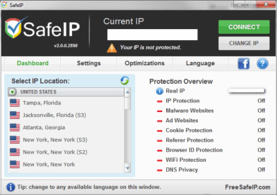 Screenshot of the application SafeIP - #2