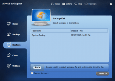 Screenshot of the application AOMEI Backupper - #2