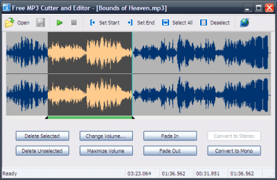 Screenshot of the application Free MP3 Cutter and Editor - #1