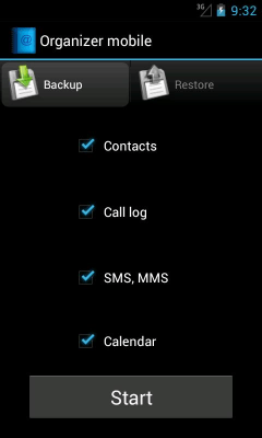 Screenshot of the application OrganizerMobile (Backup data) - #4