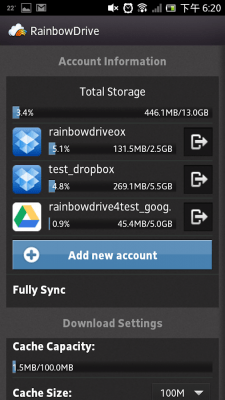 Screenshot of the application RainbowDrive - #10