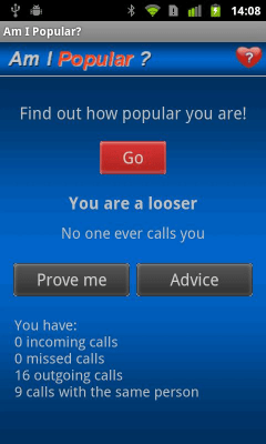 Screenshot of the application Am I Popular? - #1