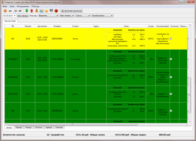Screenshot of the application Flower Delivery Manager - #7
