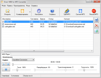 Screenshot of the application MIDI to MP3 Converter - #1