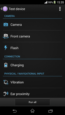 Screenshot of the application Xperia Diagnostics - #1