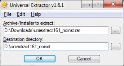 Screenshot of the application Universal Extractor - #1