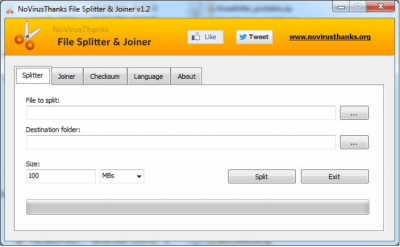 Screenshot of the application File Splitter & Joiner Portable - #1