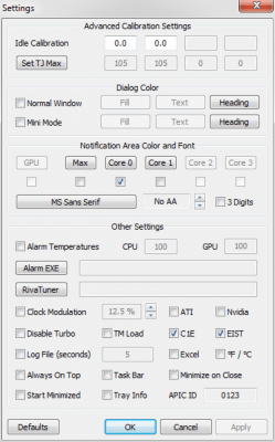 Screenshot of the application Real Temp - #4