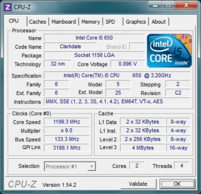 Screenshot of the application CPU-Z Portable - #1