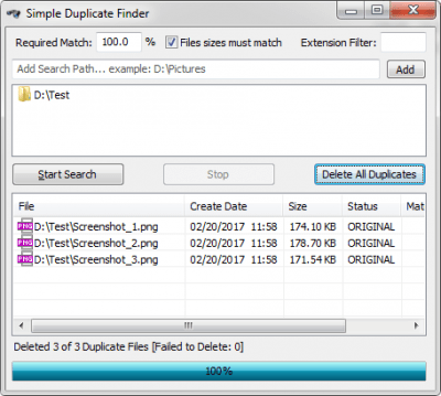 Screenshot of the application Simple Duplicate Finder - #2