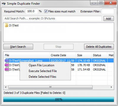 Screenshot of the application Simple Duplicate Finder - #3