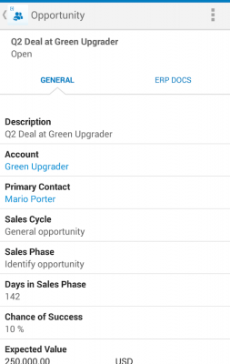 Screenshot of the application SAP Hybris Cloud for Customer - #1