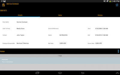 Screenshot of the application SAP CRM Service Manager Tablet - #1