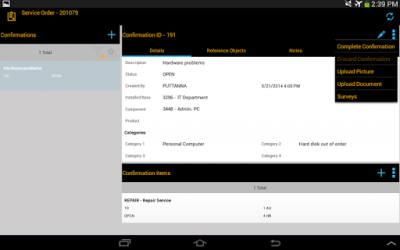 Screenshot of the application SAP CRM Service Manager Tablet - #4