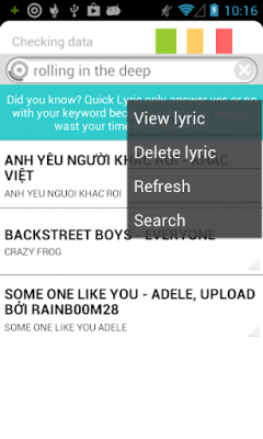 Screenshot of the application Lyric Search - #1