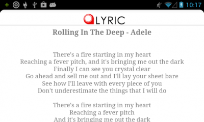 Screenshot of the application Lyric Search - #2