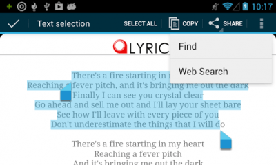 Screenshot of the application Lyric Search - #6