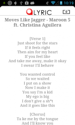 Screenshot of the application Lyric Search - #7