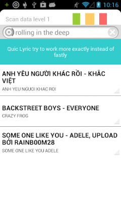 Screenshot of the application Lyric Search - #10