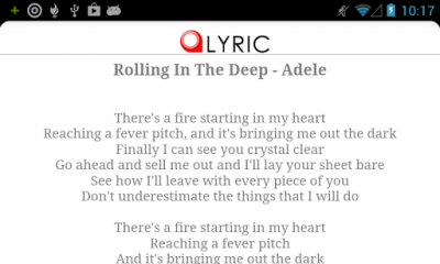 Screenshot of the application Lyric Search - #15