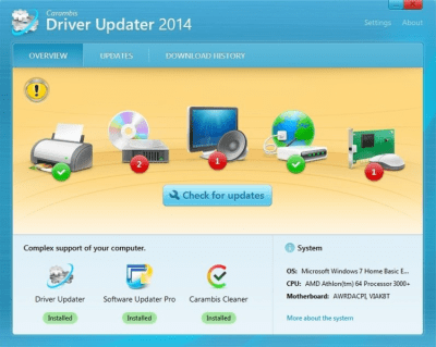 Screenshot of the application Carambis Driver Updater - #1