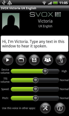 Screenshot of the application SVOX UK English Victoria Trial - #1