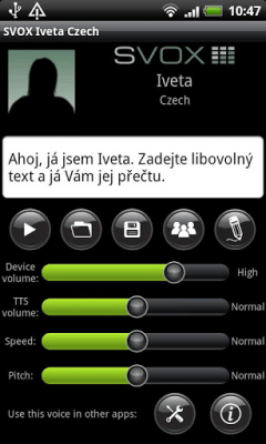 Screenshot of the application SVOX Czech Iveta Trial - #2