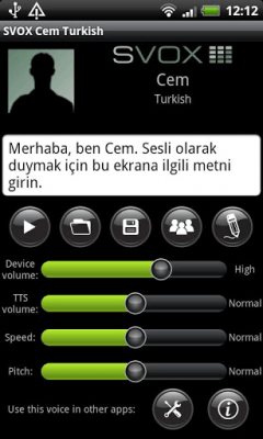 Screenshot of the application SVOX Turkish Cem Trial - #3