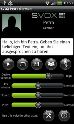 Screenshot of the application SVOX German Petra Trial - #1