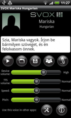 Screenshot of the application SVOX Hungarian Mariska Trial - #1