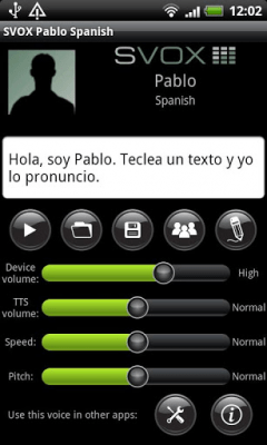 Screenshot of the application SVOX Spanish Pablo Trial - #1