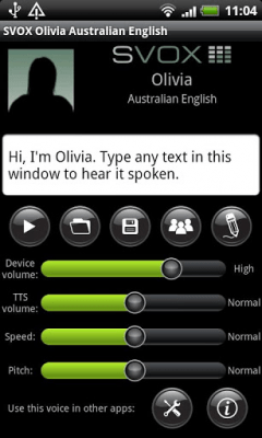 Screenshot of the application SVOX AU English Olivia Trial - #1