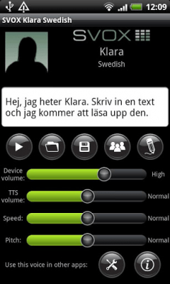 Screenshot of the application SVOX Swedish Klara Trial - #1