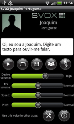 Screenshot of the application SVOX Portuguese Joaquim Trial - #1