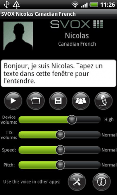 Screenshot of the application SVOX CA French Nicolas Trial - #3