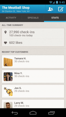 Screenshot of the application Foursquare for Business - #2